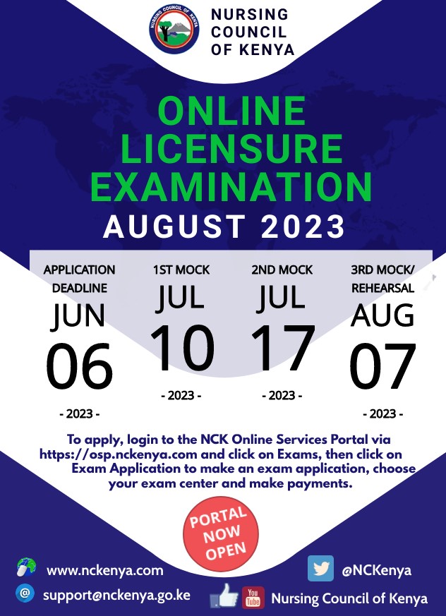 NCK August 2023 Exam Schedule